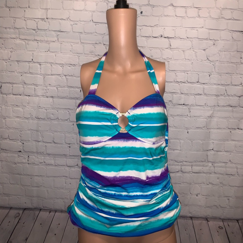 Apt 9 Nylon Green & Purple Swimsuit size 10 - Picture 1 of 13